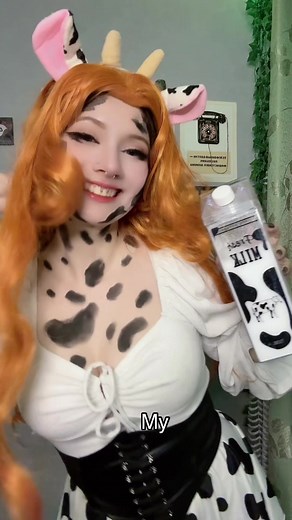Adorable Cow Cosplay by a Moscow Dwarf Girl