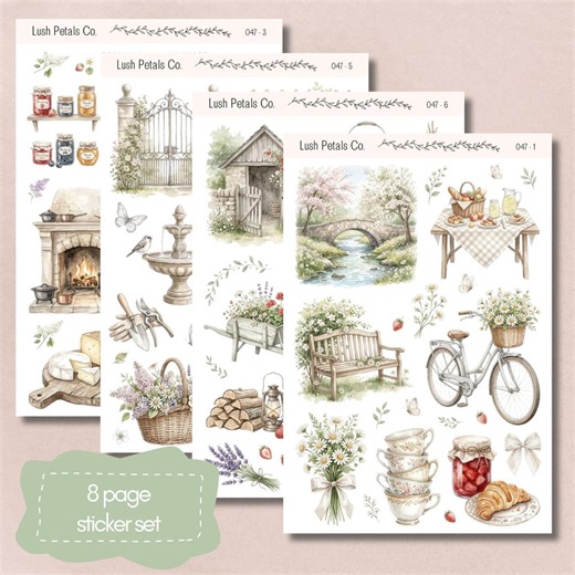 Soft Cottage Days Sticker Sheets, Scrapbooking Planner Stickers, Bullet Journal, Card Making, Papercraft, Junk Journal, Aesthetic Sticker - Etsy Canada