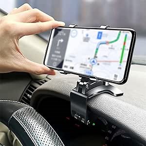 JFX Car Phone Holder,Car Phone Holder Mount for Dashboard, Multi-Function One-Hand Operation, Clip-on Smartphone Holder, Compatible with 4.3-7.6 Inch Smartphones, Suitable for Thick Cases (Black)