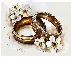 10 Wedding Ring Clipart Transparent Watercolor PNG Marriage Bride Groom Graphic Proposal Couple Drawing Vintage Silver Gold Image Flower Art - Etsy