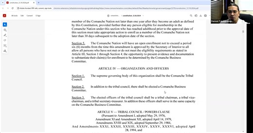 1.6K views · 37 reactions | In recognition of Comanche Constitution Day, January 20, the Comanche Nation Chairman Forrest Tahdooahnippah gives a tutorial about the Comanche Nation Constitution. | The Comanche Nation News | Facebook