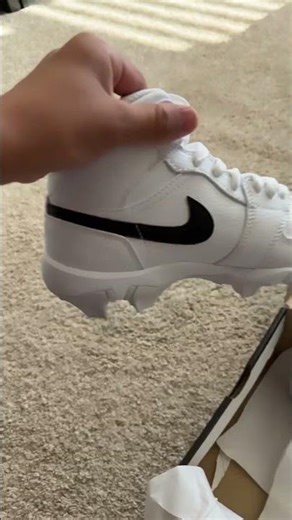 White Jordan ones football cleats ‪@nike‬
