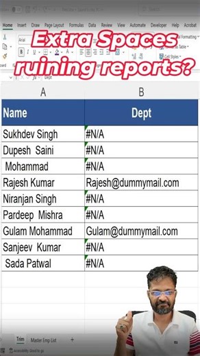 Remove spaces in Excel with one function !#excelshortcuts #excel #shorts #tipsandtricks #exceltricks