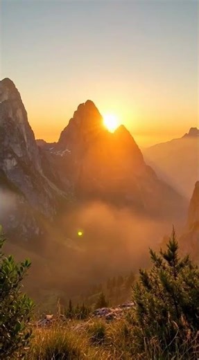 Serene Alpine Peak at Dawn With Rare Fox Sighting #mountains #wildlife #4k