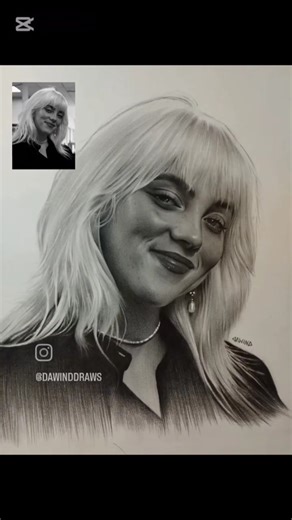 DRAWING BILLIE EILISH IN 45 SEC ( TIME LAPSE VIDEO) || HOW TO DRAW BY dawinddraw