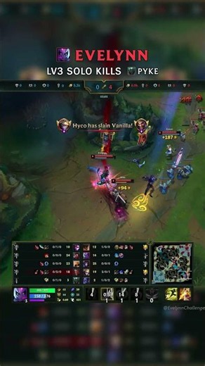 Evelynn LV3 SOLO KILLS Pyke | NA Master Patch 26.15 #shorts