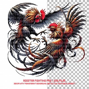 Rooster Fighting PNG & SVG | Angry Rooster Clipart | Chicken Silhouette for Cricut | 300 DPI Transparent - Etsy