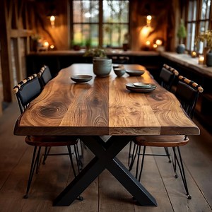 Handmade Solid Walnut Dining Table, Custom Kitchen Table - Etsy