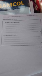 Prepare short notes for a school talk on bamboo:Why bamboo is... | Filo