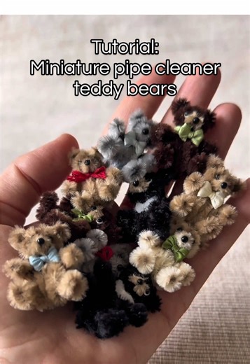 Basic tutorial to make a miniature pipe cleaner teddy bear🧸…I think that everyone can make these little cuties! #pipecleaner #teddybear #miniature #crafting