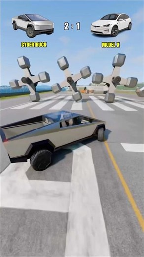 Tesla Cybertruck vs Tesla Model X! 😳 #beamngdrive #beamng