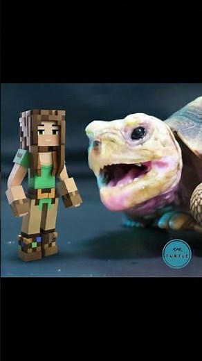 THIS GIANT TURTLE IS ROARING AT A MINECRAFT STEVE CHARACTER #Minecraft #Funny