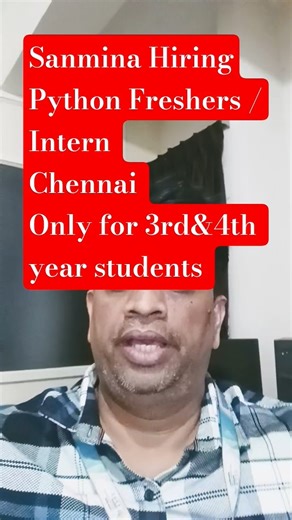 Sanmina Hiring Python Freshers/Interns in Chennai 2025 Freshers & Final-Year Students