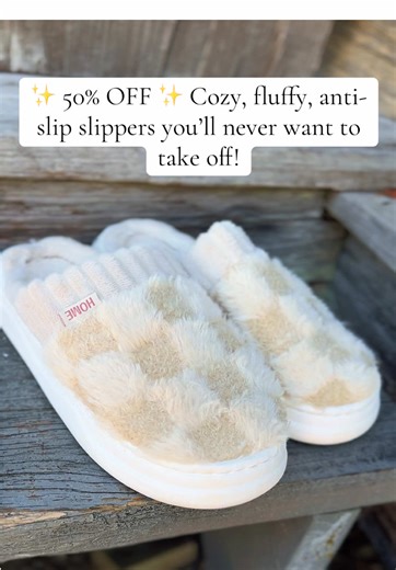 Snag these cozy, fluffy anti-slip slippers while they’re 50% OFF ✨ Perfect for keeping your feet warm and comfy all season long. With free shipping included, now’s the time to grab a pair (or two) before they sell out!” #CozyVibes #SlipperSale #FallComfyStyle #FluffySlippers #DealAlert