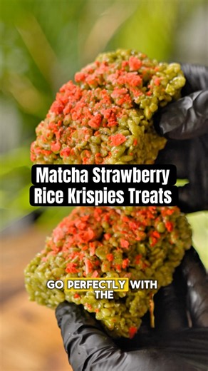 Matcha Strawberry Rice Krispies Treats