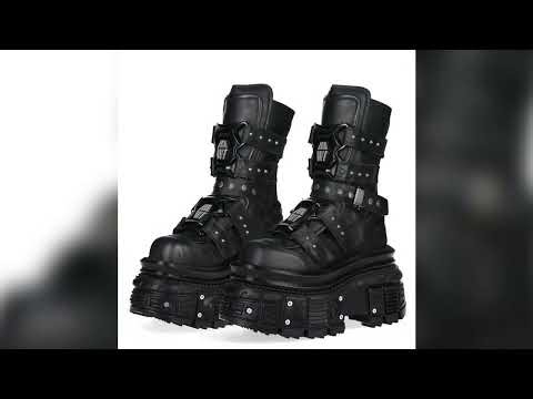 A must-have product #Cyberpunk Metal Black Motorcycle Boots 2025 New Street Rock Thick Sole Round