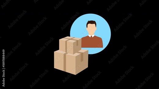 Courier and Packages Logistics Animation Motion with Alpha Channel
