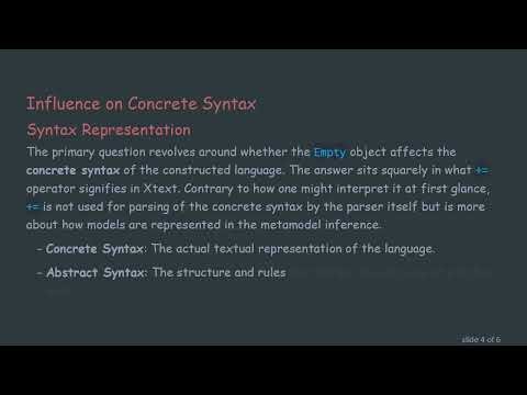 Understanding the Impact of Empty Objects in Xtext: Actions and Syntax Explained