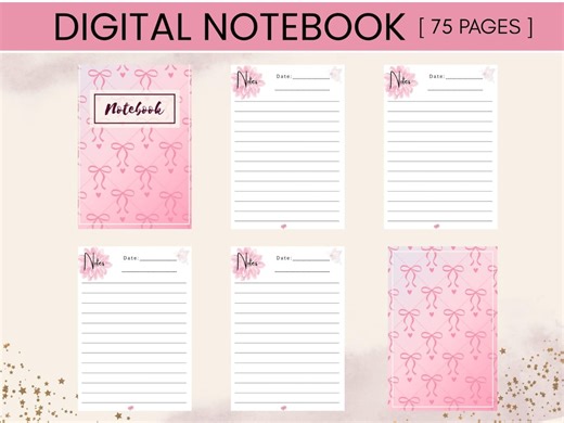 Floral Digital Notebook 6x9 PDF | 75 Pages Journal (digital Download) - Etsy UK
