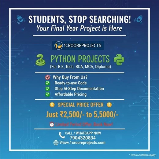 Buy Python Projects Online | B.Tech Project Ideas | 1Croreprojects