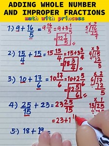 Adding Whole Number and Improper Fractions #mathwithprincess #mathviralvideo #mathviral #math #mathlessons #learningisfun #mathreview #mathisfun #mathtutorial | Math with Princess