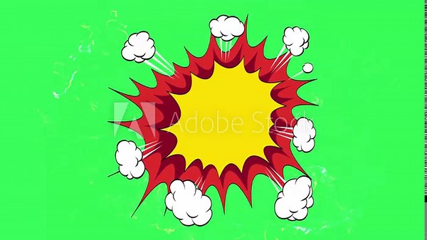 2D animation of comic pop art colorful speech bubble, thought bubble for writing text and titles, green screen background. Eight types of textbox or speech or bubbles. Easy to use. 4k resolution Stock Video