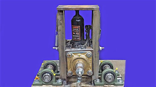 The master has invented a new bending machine with a jack