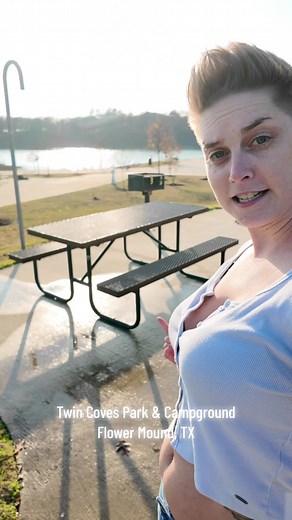 Boujee camping right by the lake 🤯 #campgroundreviews #rvpark #flowermoundtx #flowermound #grapevinelake #camping