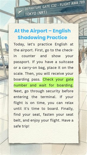 At the Airport - English Shadowing Practice #learnenglish #englishlistening