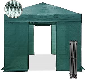 EAGLE PEAK 10x10 Walk in Shade Cloth Cover Greenhouse Instant Pop up Portable Gardening Green House with Mesh Cover, Roll up Doors, Green