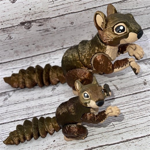 Mama & Baby Squirrels - Posable Desk Toy - Desk Animals - Satisfying Cuteness - Etsy
