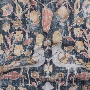 Cotton Drapery Fabric Muted Charcoal Warm Blush Pink Chesnut Gold Dark Academia Bird Pattern Fabric Botanical Print Floral Decor Textile - Etsy