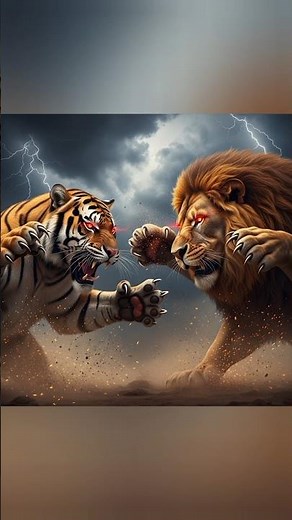 Tiger vs Lion Fight – Most Thrilling Battle Ever! 🐅🦁 #thrillx360 #TigerVsLion#LionVsTiger#vfx #short
