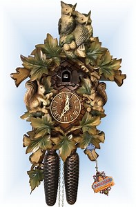 Owl and Squirrels 15'' Cuckoo Clock