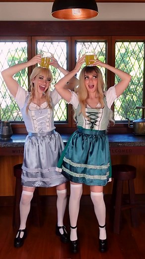 Authentic German Beer Maids in Bavarian Costumes | Octoberfest Fun