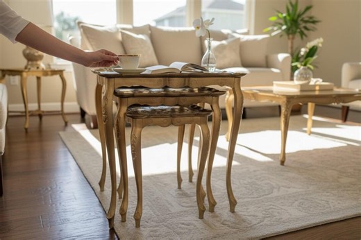 Vintage Italian Florentine Nesting Tables - Set of 3 | Gold Gilt & Cream - Etsy