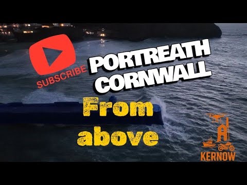 PORTREATH Cornwall at. DUSK. drone flight
