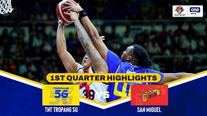 WE'RE IN FOR A GAME 1 TREAT 🔥 TNT Tropang 5G put their offense into high gear to take the lead by the end of the first quarter against the San Miguel Beermen in Game 1 of the PBA Season 49 Philippine Cup Finals. #PBASeason49 #PBAAngatAngLaban #PBAFinals | One Sports