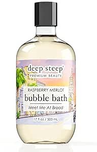 Deep Steep Raspberry Merlot Bubble Bath for Women, Hypoallergenic, Clinically Tested, Clean Formula for Sensitive Skin, Sulfate-Free, 17 fl oz Bottle, Essential Bath Accessories