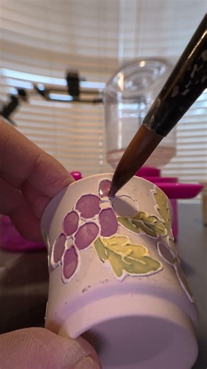 Getting better at painting watery underglaze on flower petals #underglaze #ceramicflowers