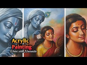 Painting Divine Love of Radha Krishna /Radhakrishna Acrylic Painting /Canvas Painting