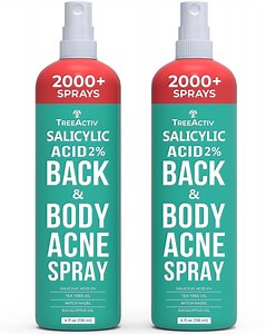 TreeActiv Body Acne Spray with Salicylic Acid & Tea Tree, Skin Clarifying Formula, 4 fl oz, 2-Pack