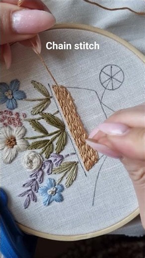 Chain stitch quick tutorial✨️ #embroidery #tutorial #diy #handmade #art #craft #stitch #flowers