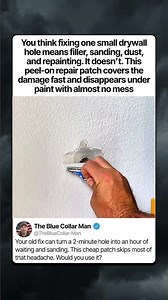 THIS PEEL ON PATCH CAN HIDE A DRYWALL HOLE IN MINUTES
