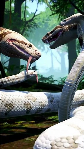 Final Strike: White King Cobra Attacks Python#SlowMotion #WildlifeShowdown #SnakeHunter #NatureShots