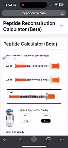 Here is your guide on how to use the peptide calculator. This is only an example of how to plug-in the information. As always, please follow the instructions on your prescription from your provider. Let me know in the comments if this helps! #peptide #peptidecalculator #conversions