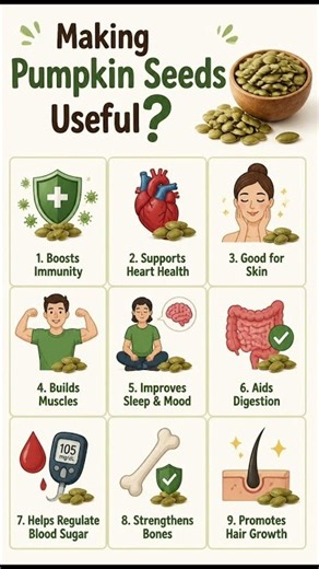 Making Pumpkin Seeds Useful? 9 Amazing Health Benefits You Didn't Know! #HealthTips