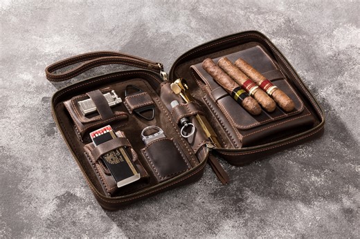 Leather Cigar Case – Personalized Travel Box | Father’s Day Gift | Custom Name X Initials X Logo | Gift for Him | Cigar Holder - Etsy