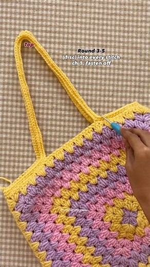 Easy crochet bag tutorial 💛🩷💜 Granny Square Bag #crochetforbeginners #crochetbag #crochetideas