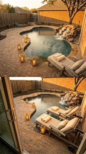 Dirty Backyard to Rustic Waterfall Pool 😱 | Golden Hour Transformation #shorts #PoolTransformation